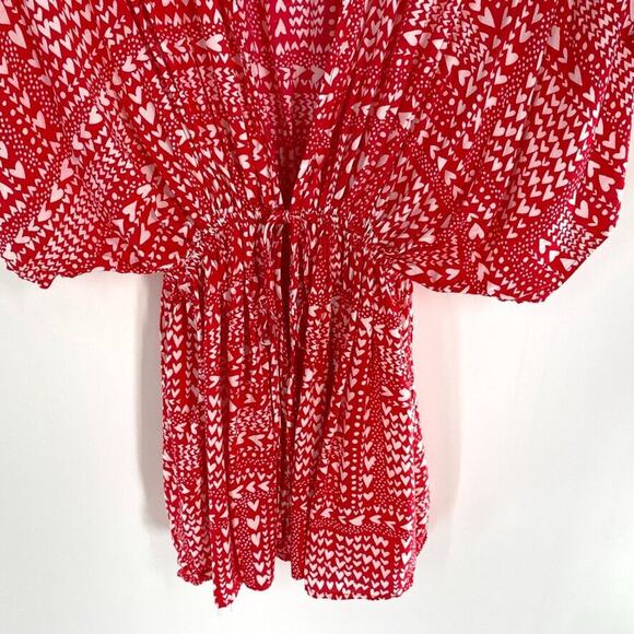 Victoria's Secret Womens Beach Coverup Robe Heart Print Drawstring Viscose OS - Picture 6 of 7